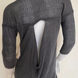 VPL LINEN KNIT BLOUSE DRESS LONG TOP TUNIC SWEATER BACK KEYHOLE M